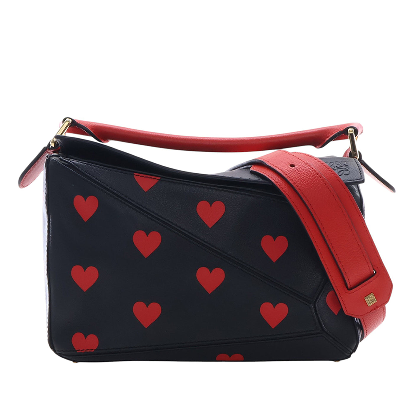 Small Calfskin Heart Puzzle Satchel - Image 1