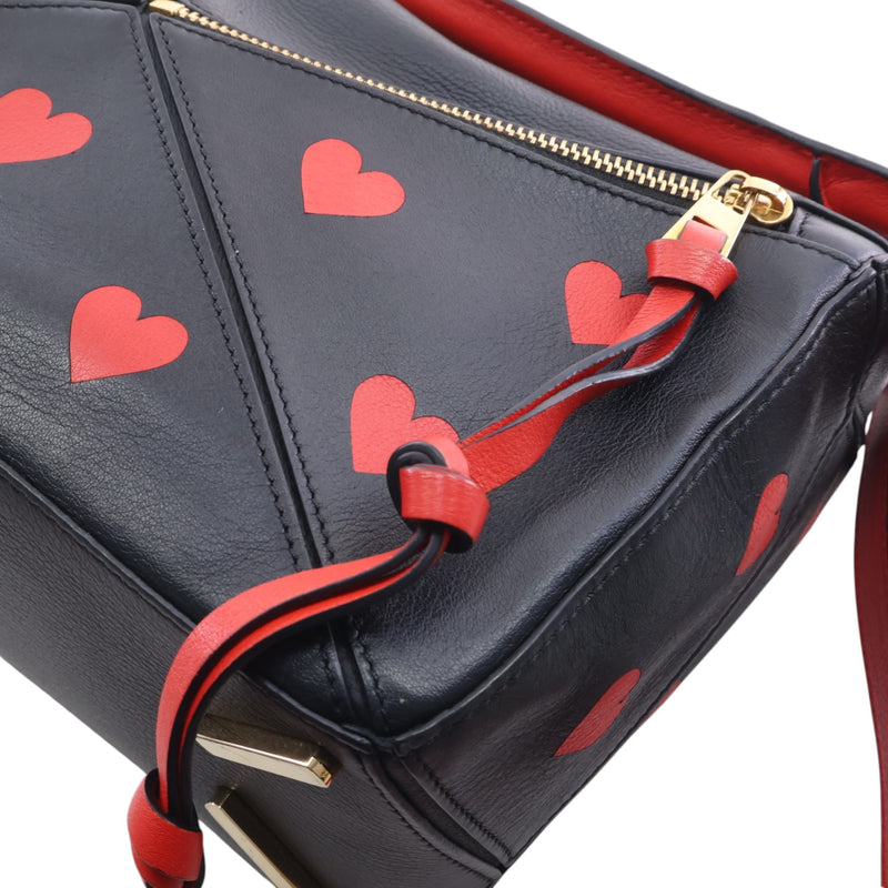 Small Calfskin Heart Puzzle Satchel - Image 9