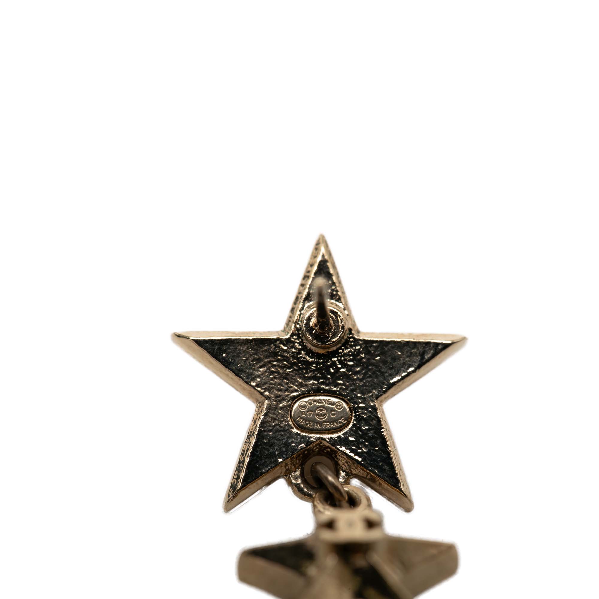 CC Gold Plated Triple Star Drop Bullet Back Earrings - Image 3