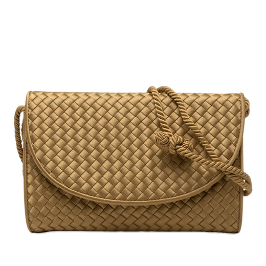 Satin Intrecciato Flap Shoulder Bag - Image 1