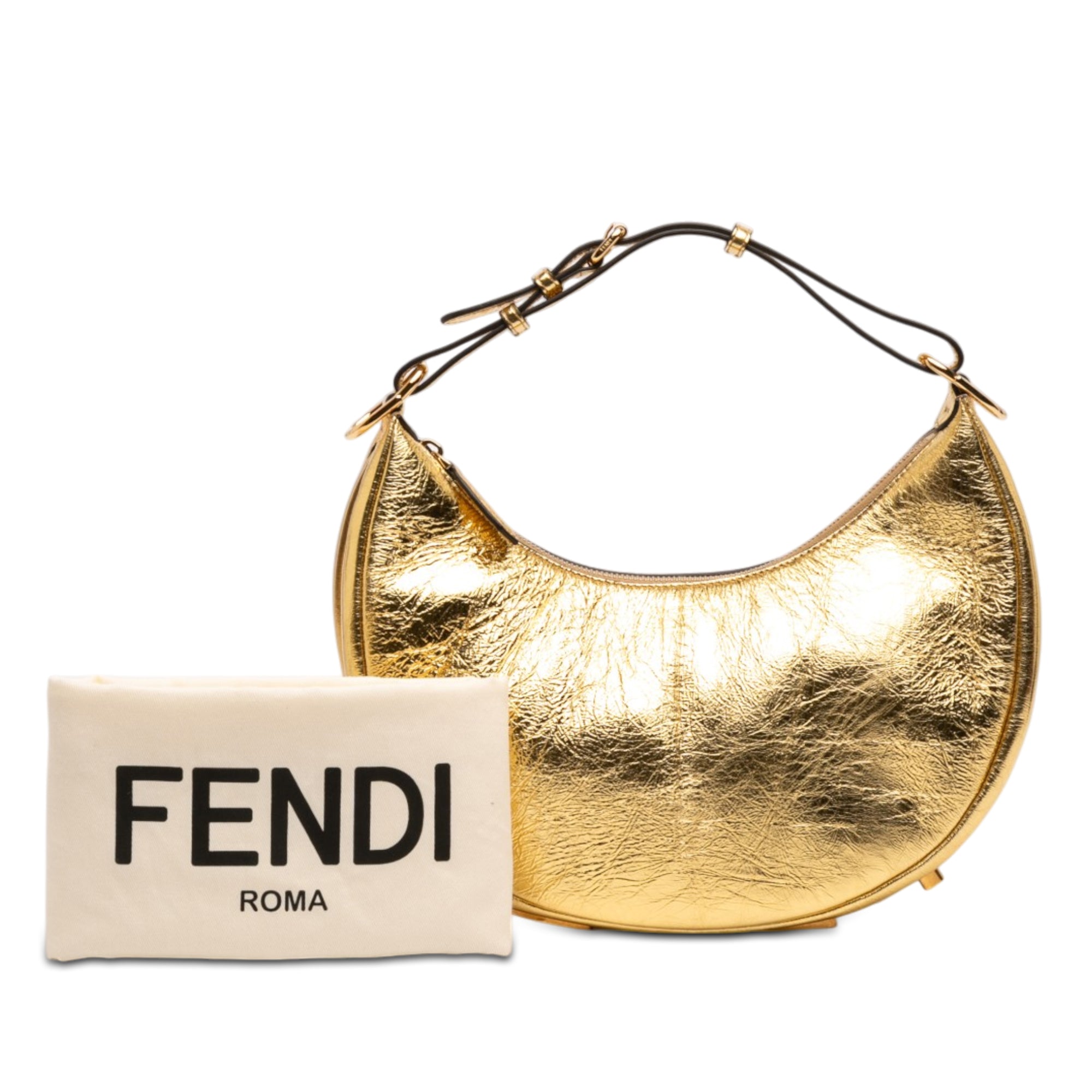 Small Metallic Leather Fendigraphy Hobo - Image 7