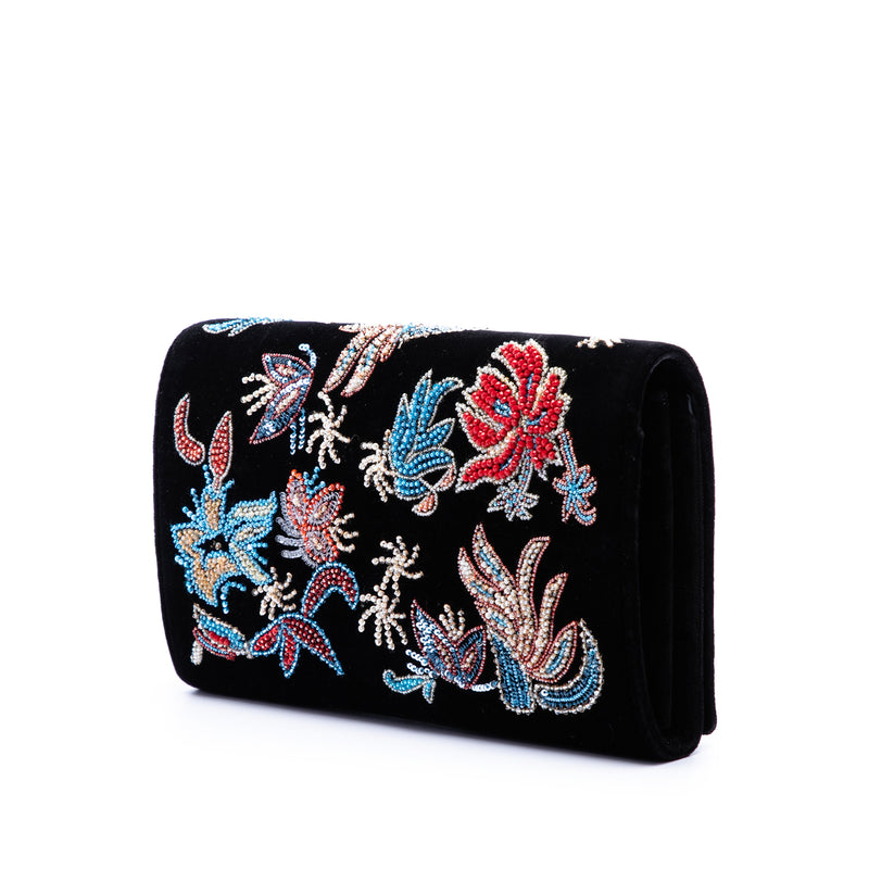 Medium Floral Beaded Velvet Monogram Kate Crossbody - Image 2