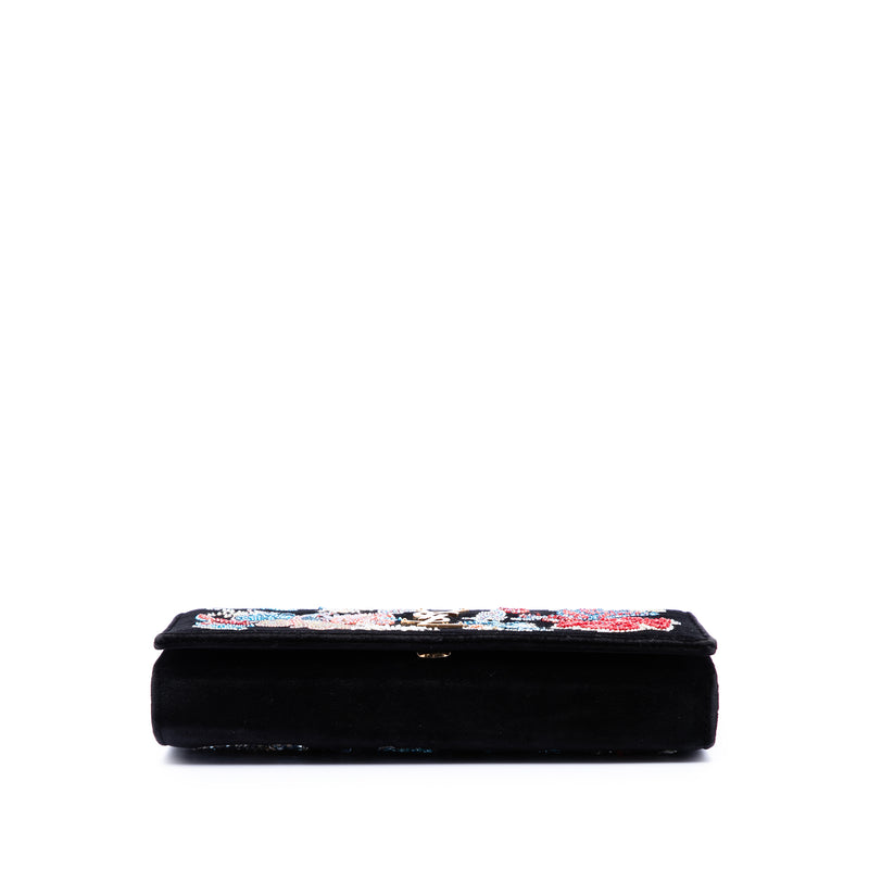 Medium Floral Beaded Velvet Monogram Kate Crossbody - Image 3