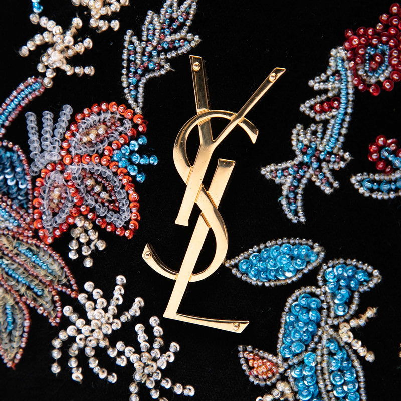 Medium Floral Beaded Velvet Monogram Kate Crossbody - Image 5
