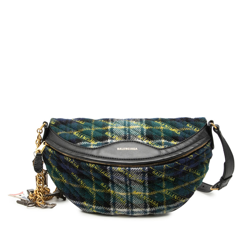Diagonal Quilted Wool Allover Logo Souvenir Belt Bag XS