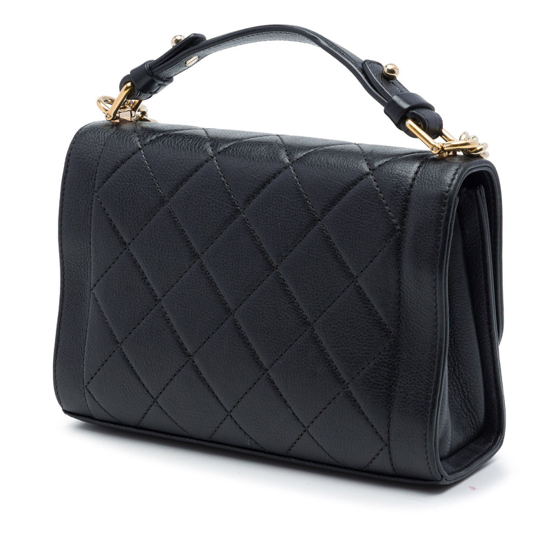 Small Quilted Grained Calfskin Label Click Flap - Image 2