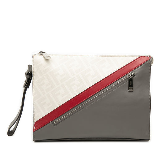 Zucca Coated Canvas FF 1974 Diagonal Vitello Liberty Front Zip Clutch - Image 1