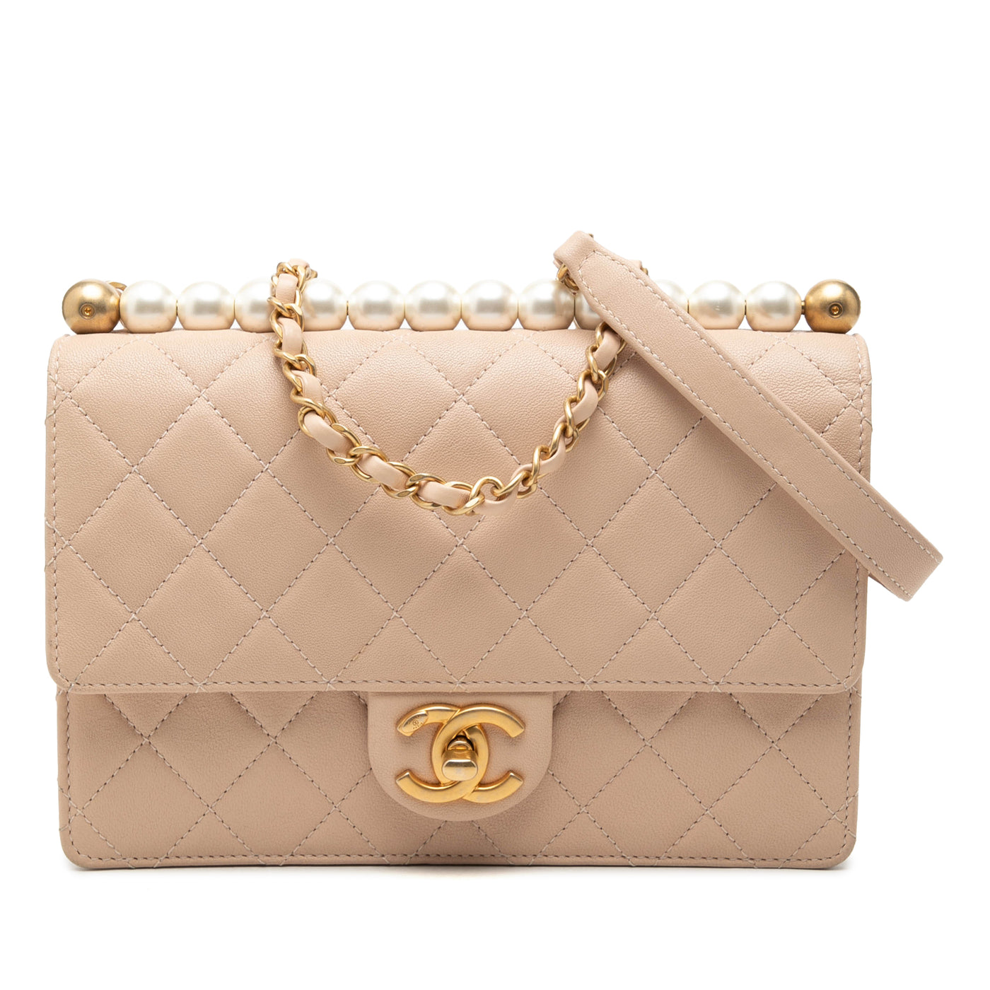 Small Quilted Lambskin Chic Pearls Flap - Image 1