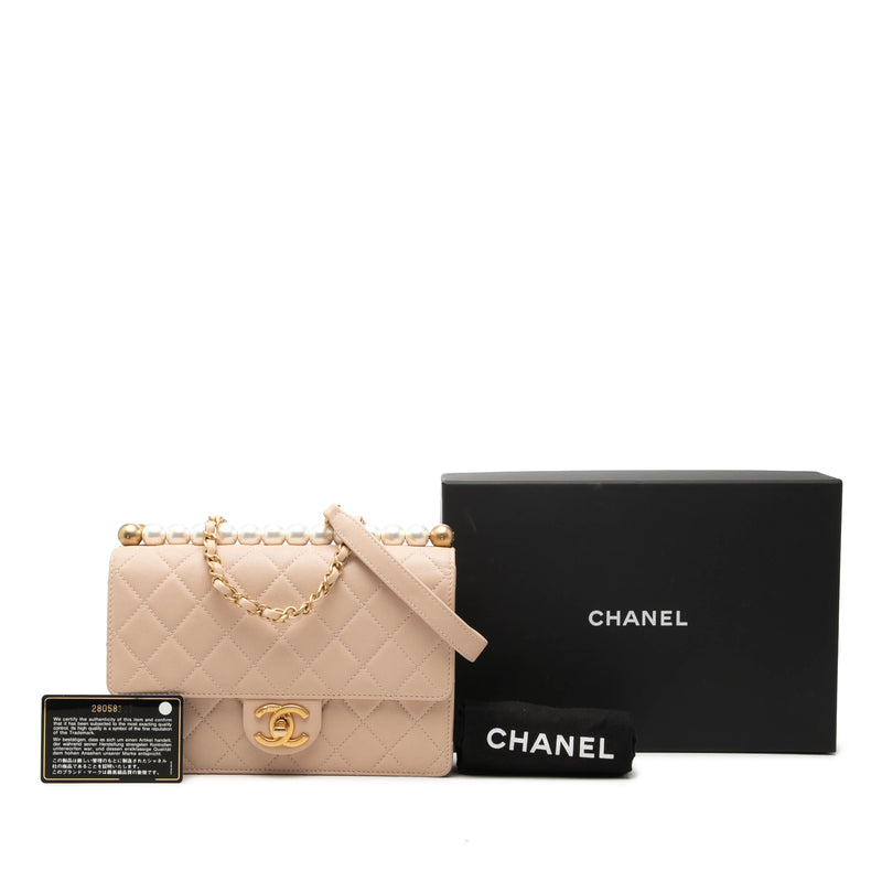 Small Quilted Lambskin Chic Pearls Flap - Image 8