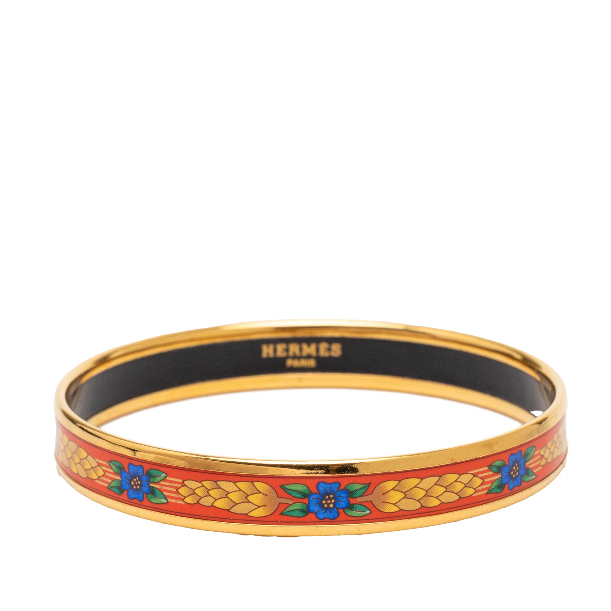 Narrow Floral and Wheat Enamel Bangle 62 - Image 1