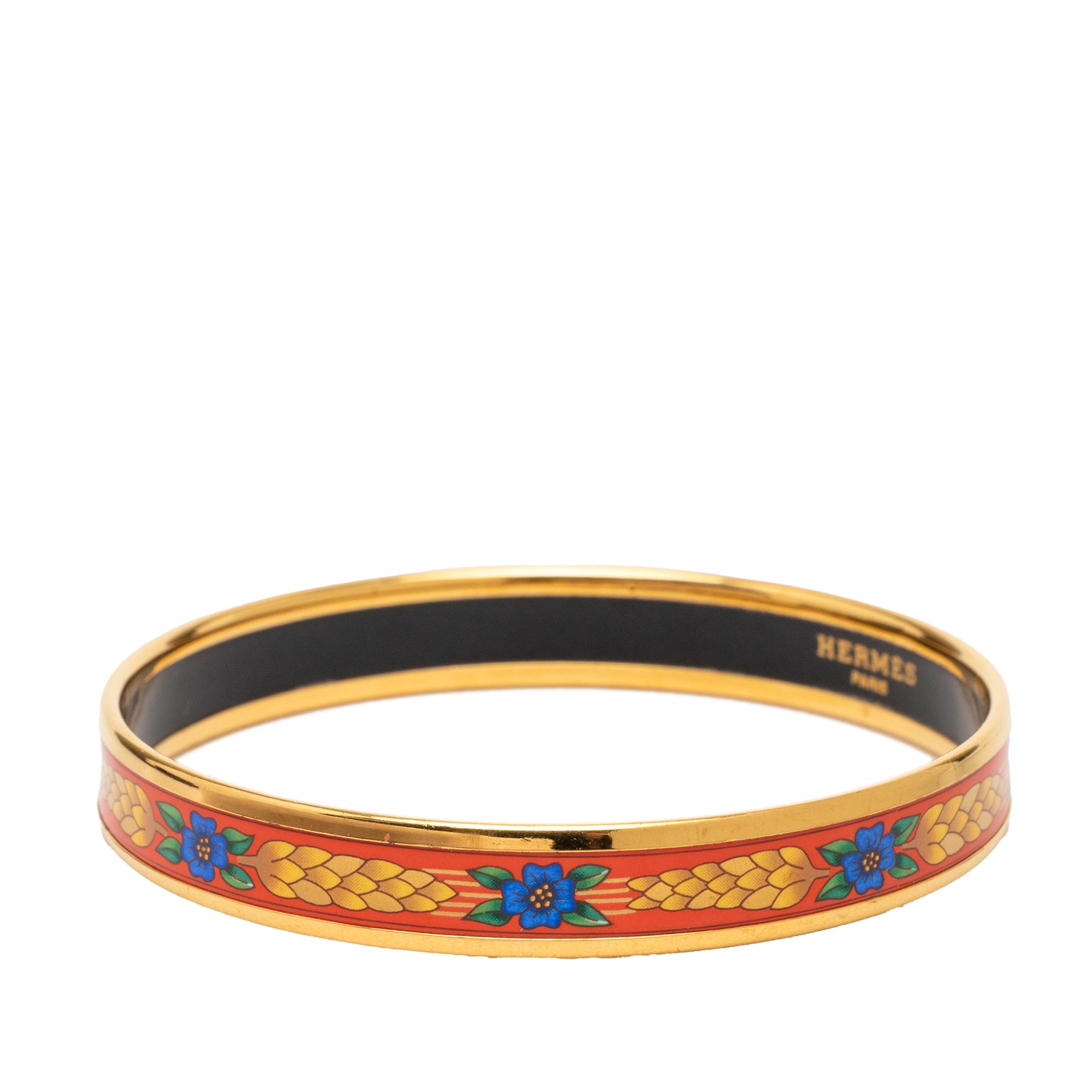 Narrow Floral and Wheat Enamel Bangle 62 - Image 2