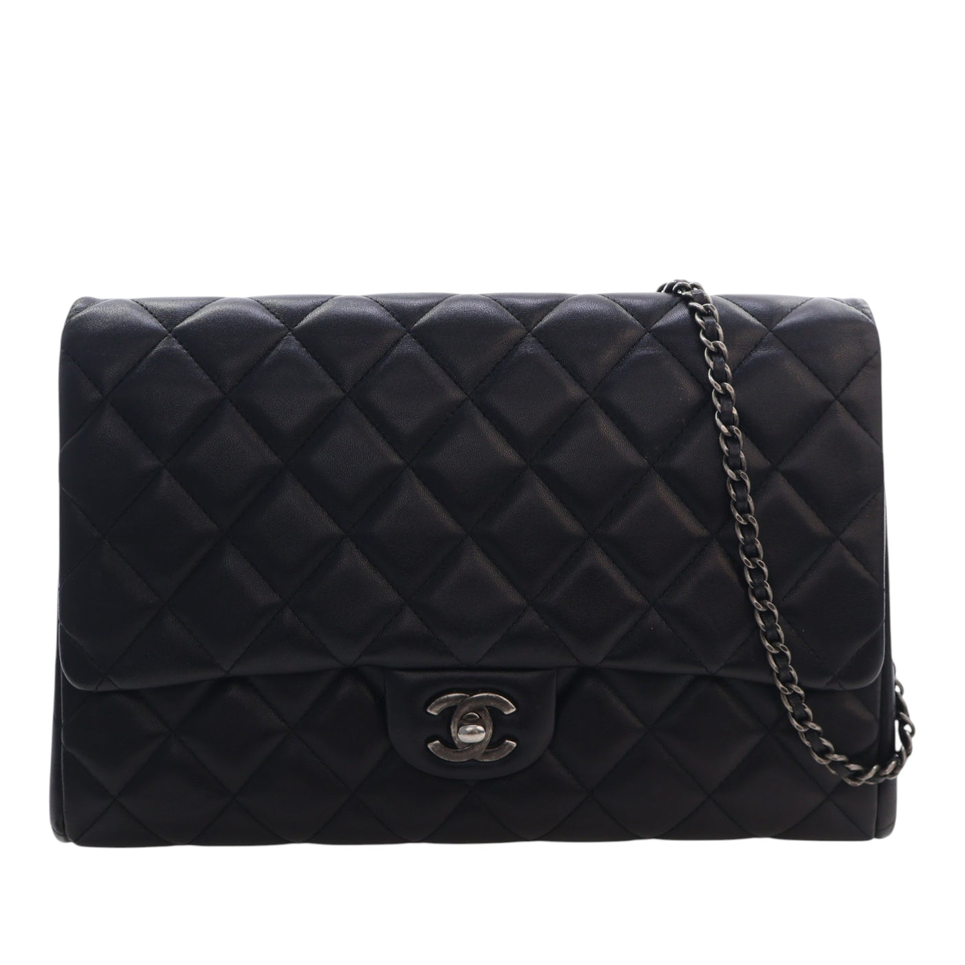CC Quilted Lambskin Flap Clutch with Chain - Image 1