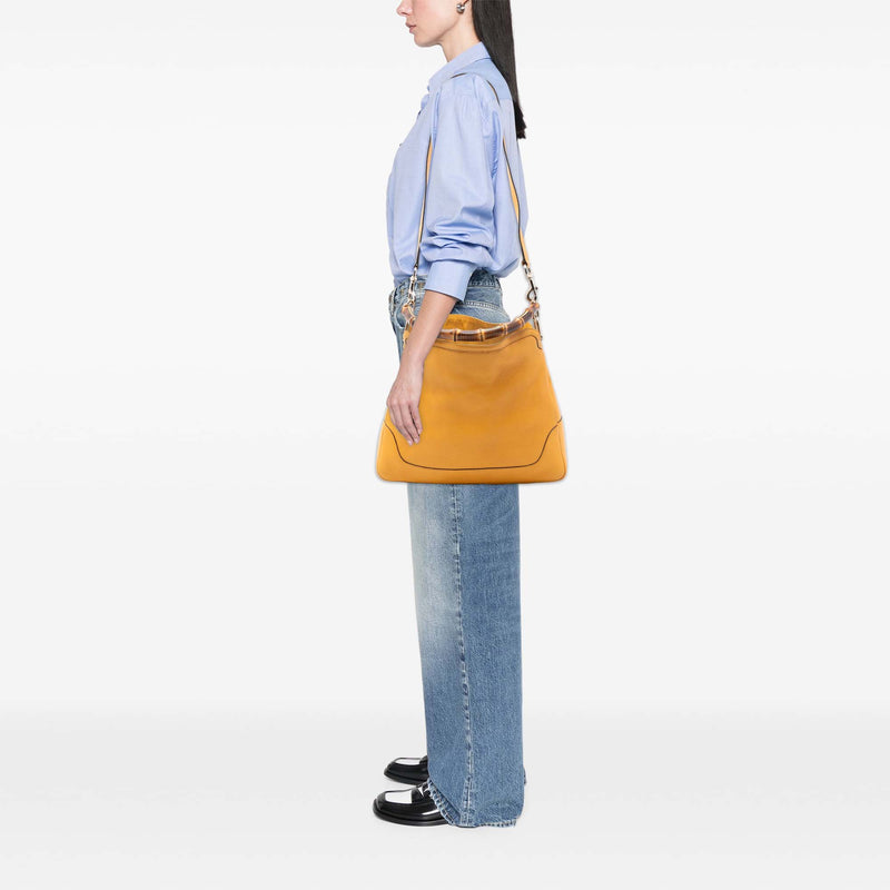 Calfskin Bamboo Diana Satchel - Image 8