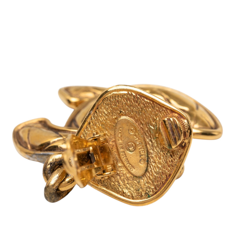 CC Gold Plated Quilted Drop Clip On Earrings - Image 3