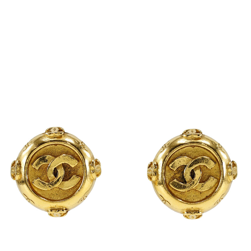 CC Gold Plated Round Clip On Earrings