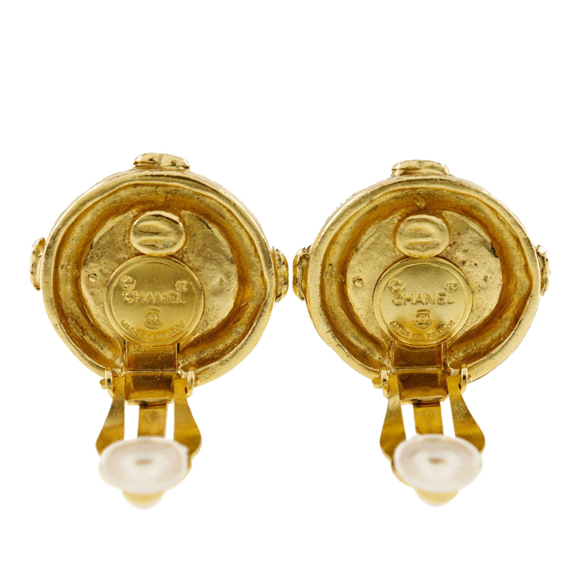 CC Gold Plated Round Clip On Earrings - Image 2