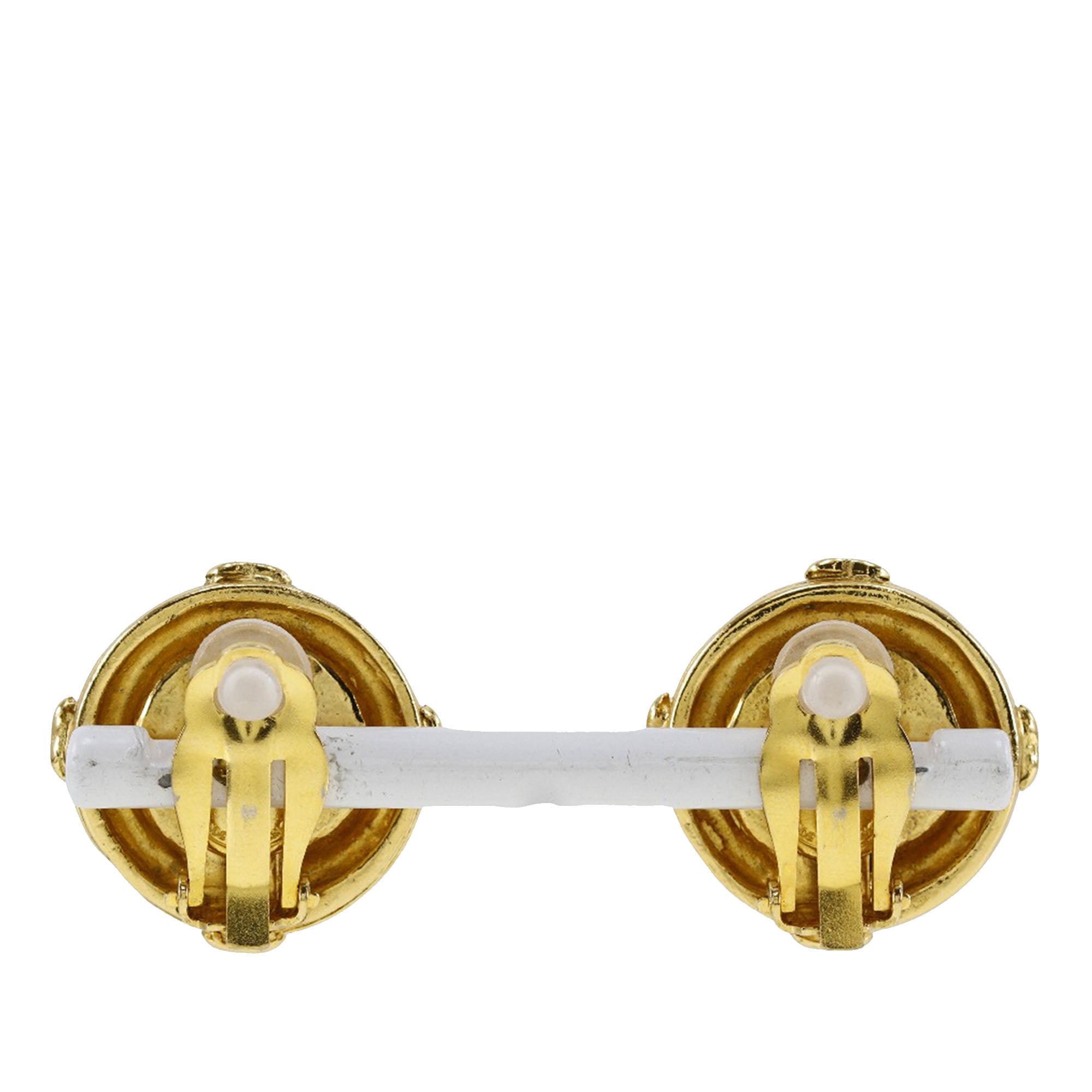CC Gold Plated Round Clip On Earrings - Image 5