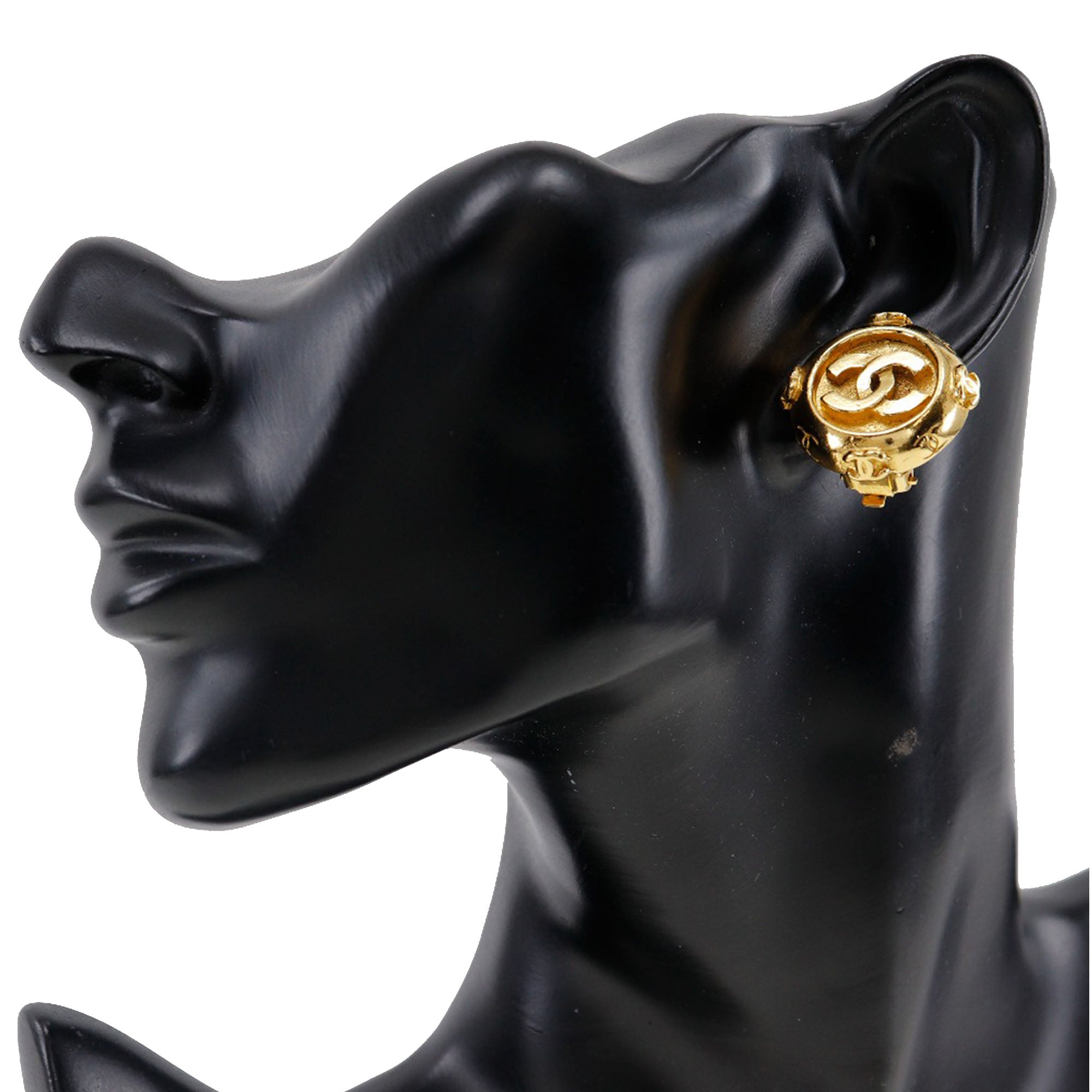CC Gold Plated Round Clip On Earrings - Image 6