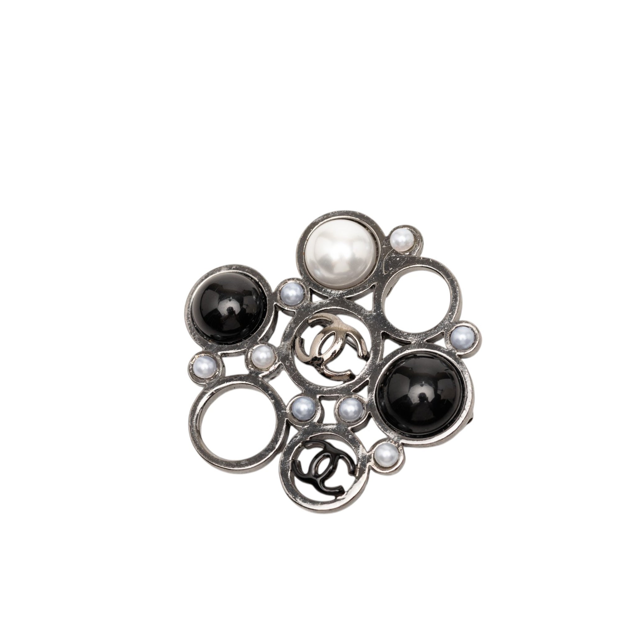 CC Brass Faux Pearl Pin Brooch - Image 1