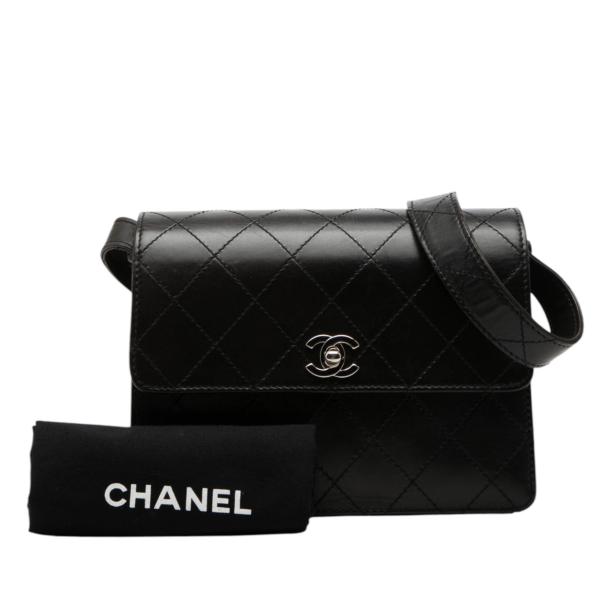 CC Quilted Lambskin Flap Shoulder Bag - Image 8