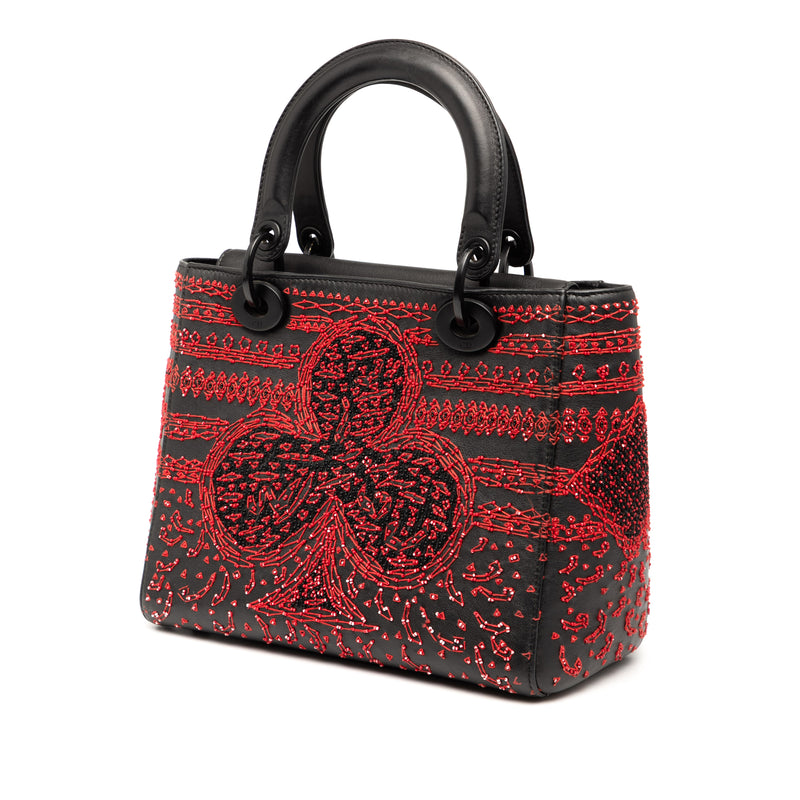 Medium Smooth Calfskin Embroidered Heart Playing Cards Lady Dior - Image 2