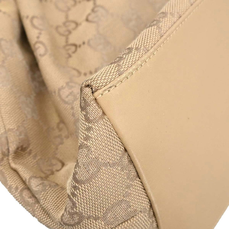 Gucci Bamboo Frame Satchel Gg Canvas Beige