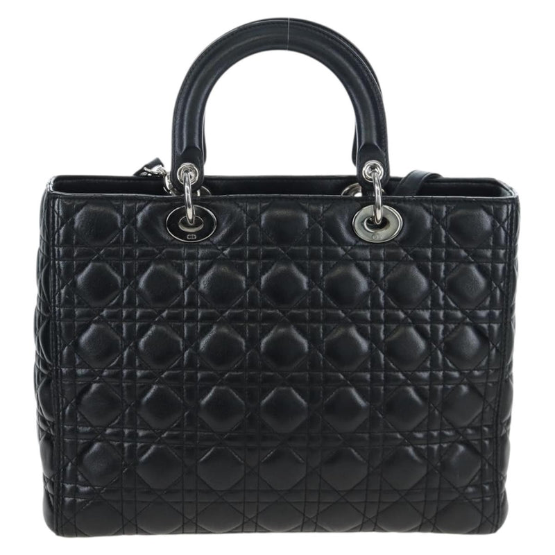 Christian Dior Lady Lambskin Black Leather Bag