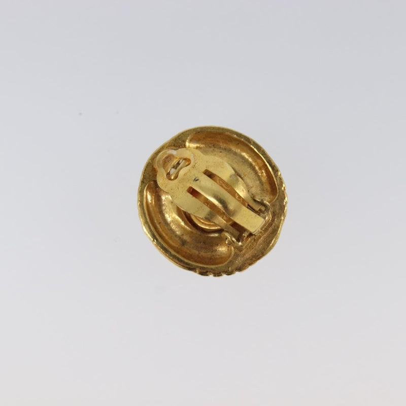 Chanel Vintage Round Clip-On Metal With Faux Pearl Gold Bijoux