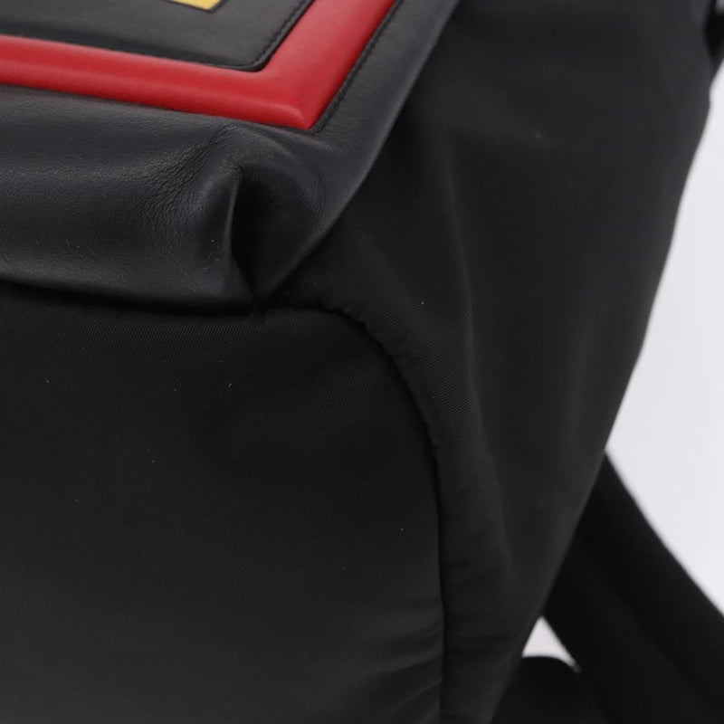 Fendi Fiend Nylon With Printed Leather Black Bag