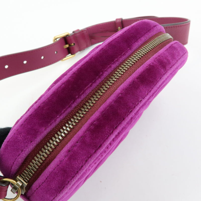 Gucci Gg Marmont Belt Matelasse Velvet Purple Bag