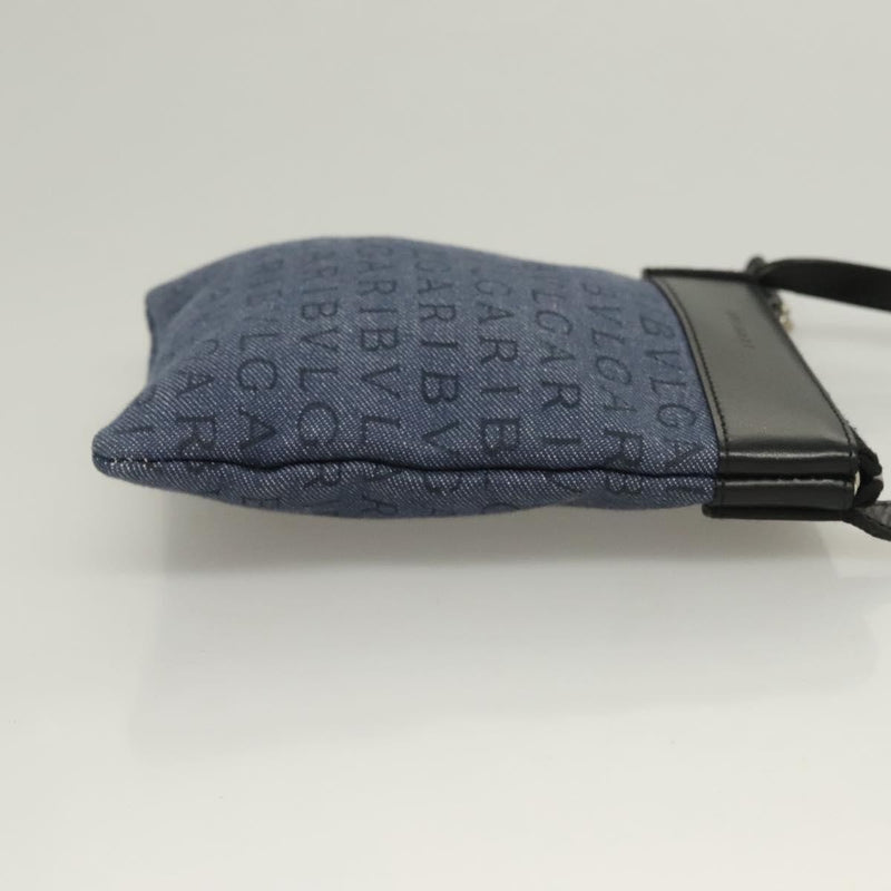 Bvlgari Logomania Canvas With Leather Blue Bag