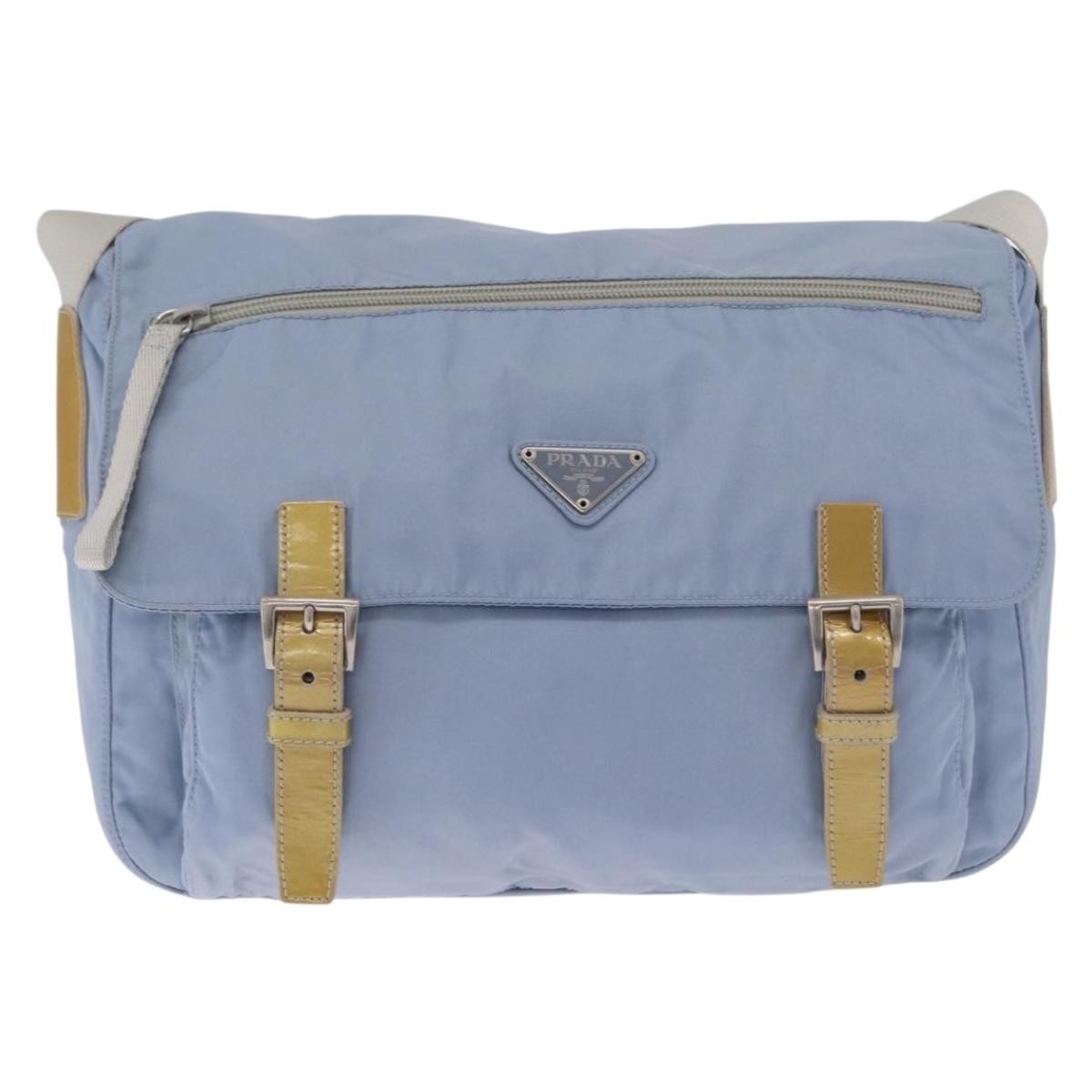 Prada Double Buckle Flap Messenger Re-Nylon Blue