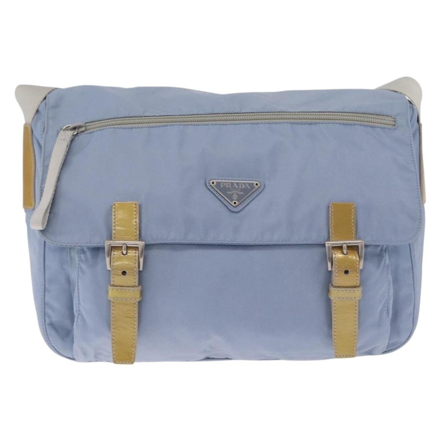 Prada Double Buckle Flap Messenger Re-Nylon Blue