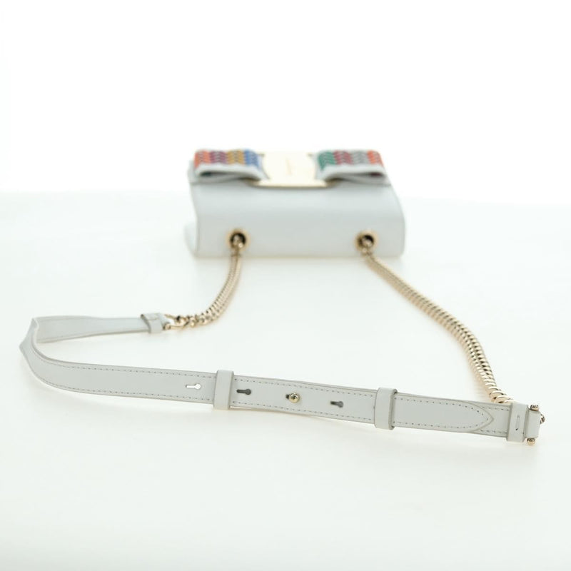 Salvatore Ferragamo Vala Chain Leather White Bag
