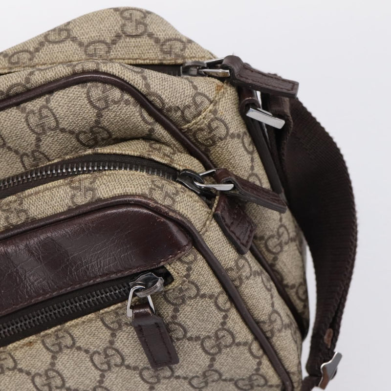 Gucci Front Zip Pocket Messenger Gg Coated Canvas Beige
