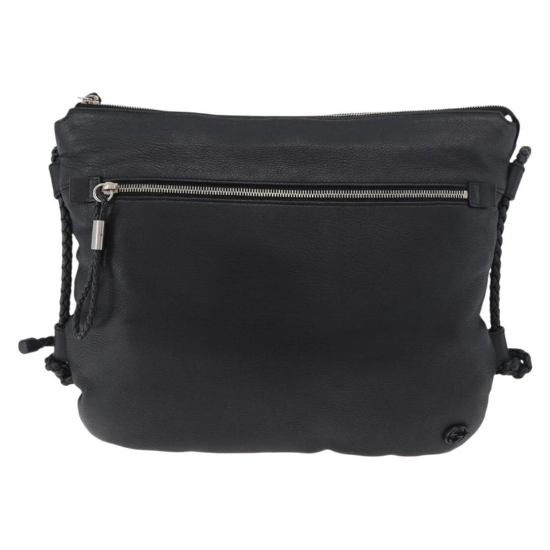 Gucci Braided Strap Zip Messenger Leather Black