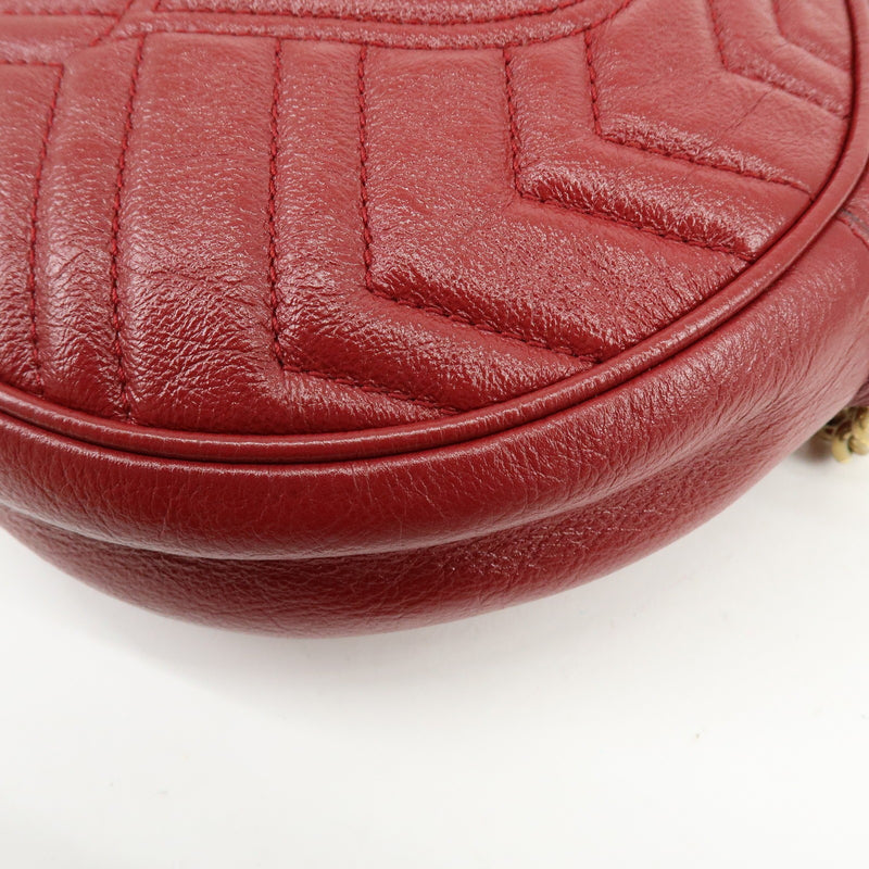 Gucci Gg Marmont Round Matelasse Leather Red Bag