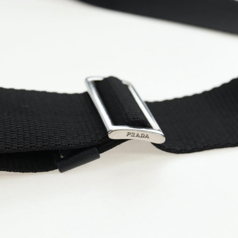 Prada Double Pocket Buckle Flap Tessuto And Leather Black Nylon Bag