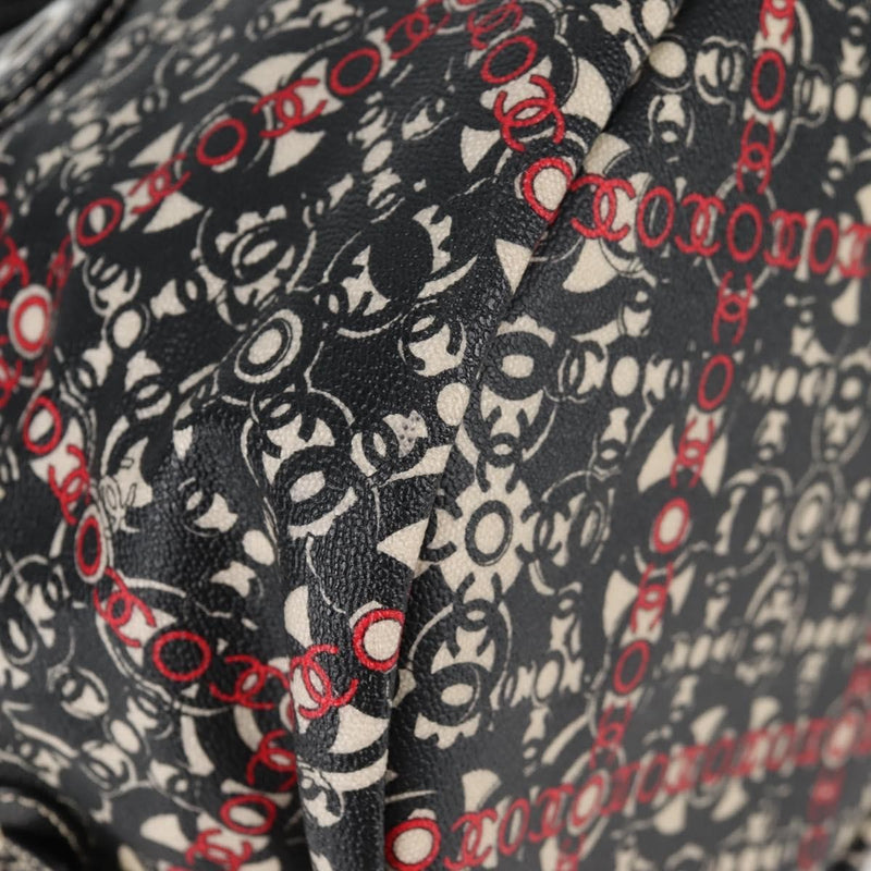 Chanel Optic Coco Bowler Printed Coated Canvas With Caviar Black Bag