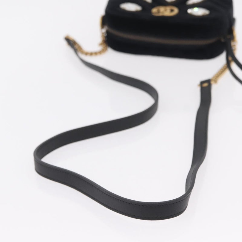 Gucci Gg Marmont Crystal Embellished Matelasse Velvet Black Bag
