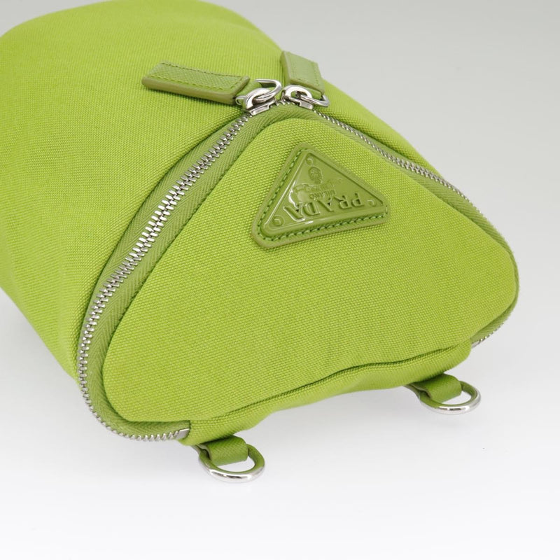 Prada Zipped Triangle Canvas Green Bag