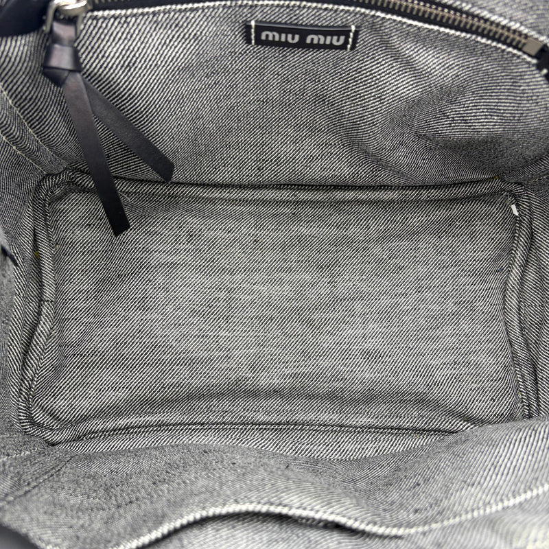 Miu Miu My Logo Leather Black Denim_jeans Bag