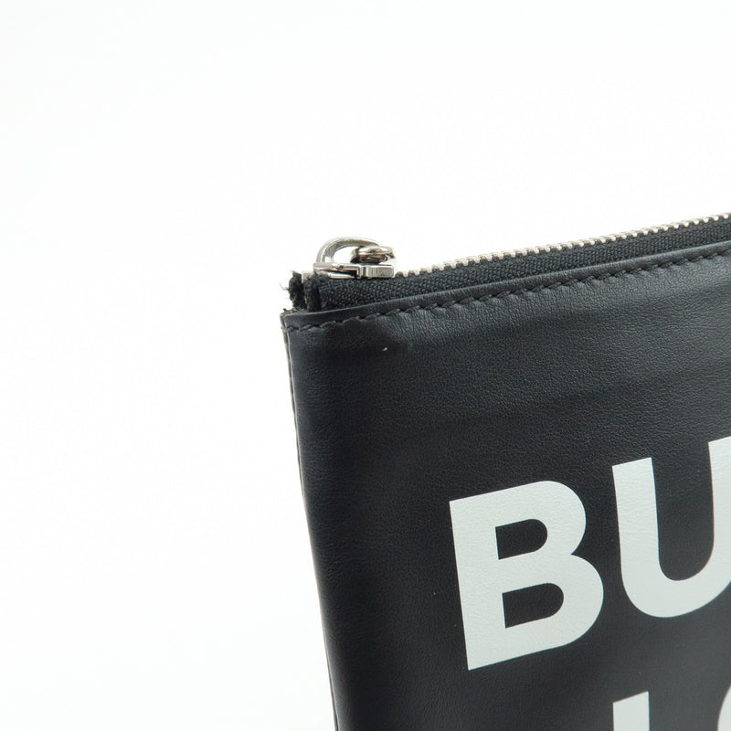 Burberry Logo Zip Printed Leather Black Bag