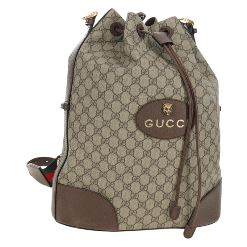 Gucci Neo Vintage Drawstring Bucket Gg Coated Canvas Beige Bag