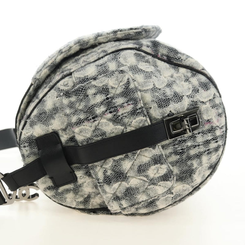 Chanel Vintage Camellia Flap Camera Quilted Tweed White Wool Bag