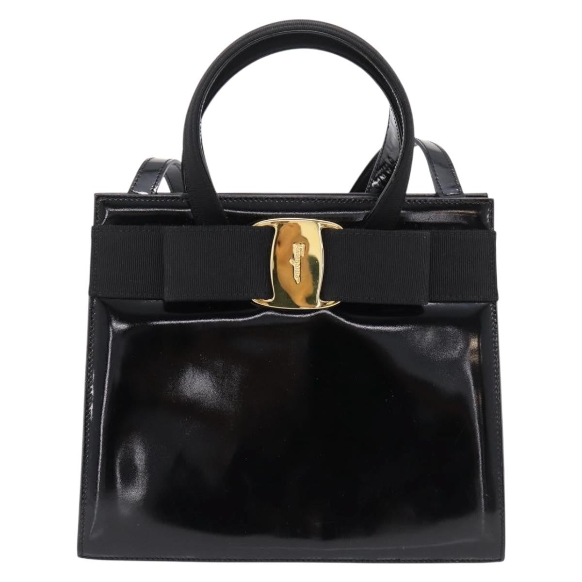 Salvatore Ferragamo Convertible Vara Bow Patent Leather Black Patent_leather Bag