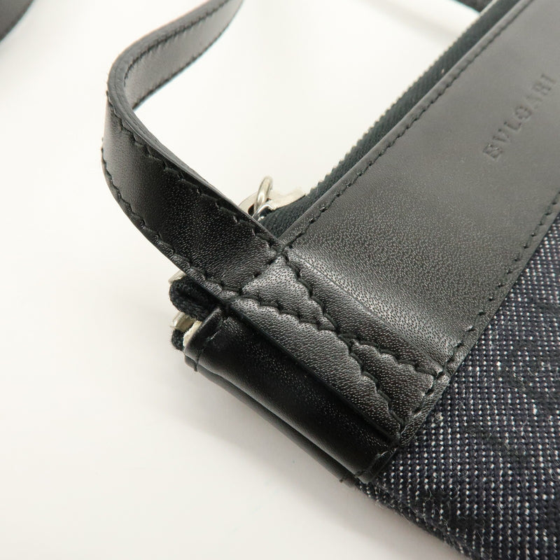 Bvlgari Logomania Canvas With Leather Black Denim_jeans Bag