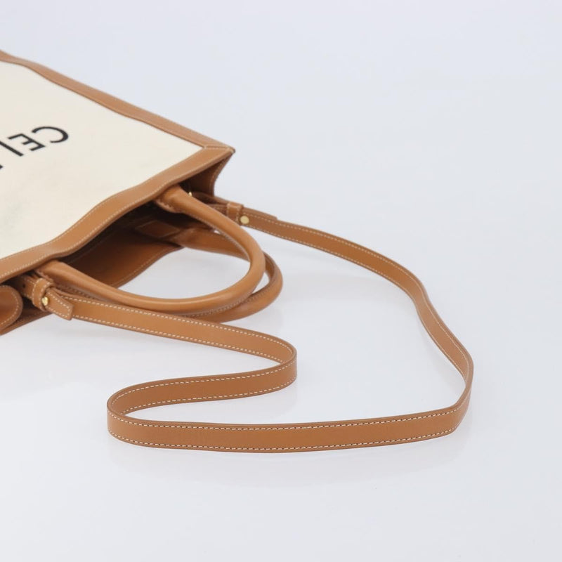 Celine Vertical Cabas Canvas With Leather Beige Bag