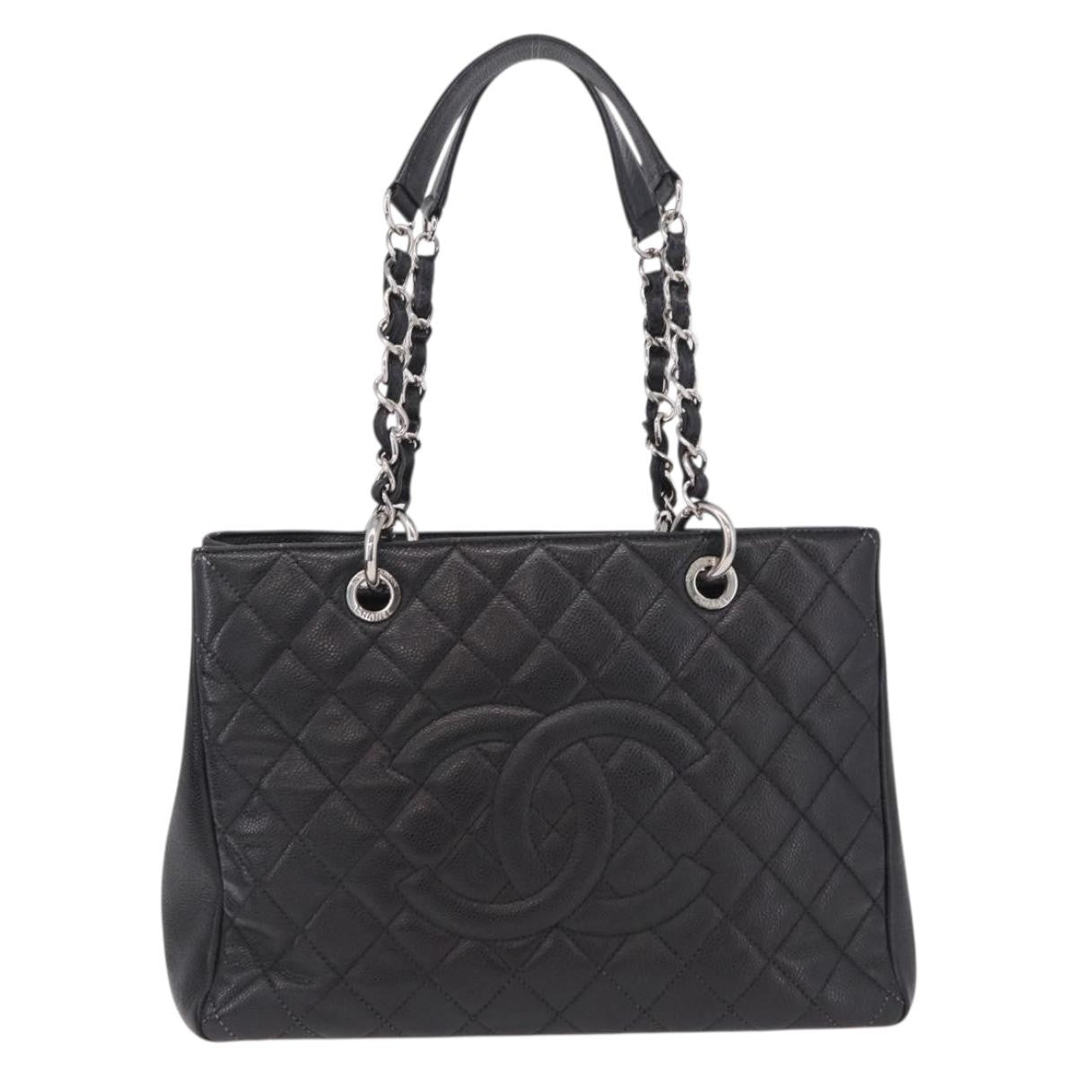 Chanel Grand Shopping Quilted Caviar Black Leather Bag
