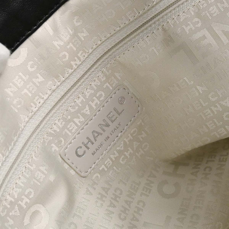 Chanel Surpique Chain Quilted Leather Black Calfskin Bag
